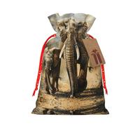 Bolsa de cordón con estampado de elefante viejo y elefante joven para regalos, bolsas de regalo adorables reutilizables, perfectas para joyas y mucho más