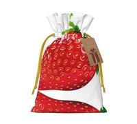 Bolsa de cordón con estampado de fresa para regalos, bolsas de regalo adorables reutilizables, perfectas para joyas y mucho más