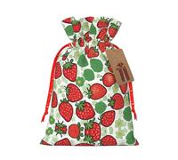 Bolsa de cordón con estampado de fresa para regalos, bolsas de regalo adorables reutilizables, perfectas para joyas y mucho más