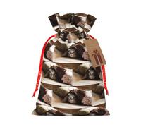Bolsa de cordón con estampado de gato debajo de la manta con etiqueta Kraft para Navidad, Halloween, fiesta, embalaje de regalo