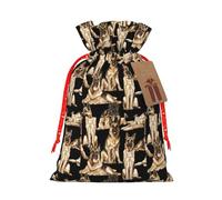 Bolsa de cordón con estampado de pastor alemán con etiqueta kraft para Navidad, Halloween, fiesta, embalaje de regalo