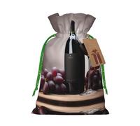 Bolsa de cordón con estampado de vino tinto para regalos, bolsas de regalo adorables reutilizables, perfectas para joyas y mucho más