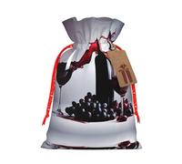 Bolsa de cordón con estampado de vino tinto para regalos, bolsas de regalo adorables reutilizables, perfectas para joyas y mucho más