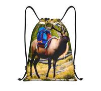 Bolsa de cordón de impresión de la caja del reloj bolsa de deporte bolsa de gimnasio bolsa de cordón bolsa de la cadena de compras, Alce de oso de ciervo, M