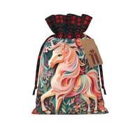 Bolsa de cordón estampada con diseño de unicornio de corte de papel rosa S para envolver fiestas, recuerdos de boda y almacenamiento