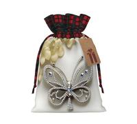 Bolsa de cordón resistente con diamantes de imitación de mariposa y flores de 4.7 x 6.9 pulgadas, bolsa de regalo moderna y práctica para necesidades diarias, 1 unidad