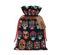 Bolsa de cordón resistente con estampado de calavera mexicana de 4.7 x 6.9 pulgadas, bolsa de regalo moderna y práctica para necesidades diarias, 1 unidad
