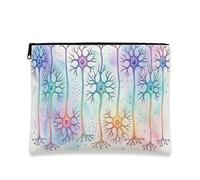 Bolsa de cosméticos abstracta artística, bolsa de maquillaje de viaje con patrón de neuronas coloridas para mujer, organizador portátil con cremallera, perfecto para primavera y verano, Varios colores