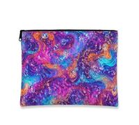 Bolsa de cosméticos abstracta colorida, bolsa de viaje con diseño de remolino vibrante para mujer, organizador portátil de lona con cremallera, perfecto para escapadas de verano de 7 x 9 pulgadas