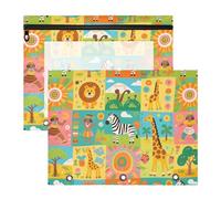 Bolsa de cosméticos adorable bolsa de almacenamiento para papel A4, cartas, paquete de 2 unidades, suministros de arte, almacenamiento de animales africanos, jirafa, animal colorido