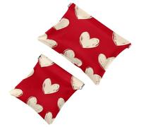 Bolsa de Cosméticos Bolsa de Cosméticos Squeeze Top, San Valentín Crema Corazones sobre Fondo Rojo Impermeable Bolsa de Maquillaje de Viaje para Billetera, Mini Bolsa de Maquillaje Portátil Sin
