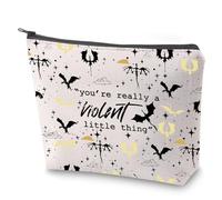 Bolsa de cosméticos con cita de cuarta ala "You're Really A Violent Little Thing", bolsa de maquillaje con cremallera, kit de supervivencia, Violet, No
