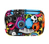Bolsa de cosméticos con cremallera, bolsa de maquillaje, bolsa de viaje impermeable para artículos de tocador para mujer, música, canción, guitarra, Varios colores, 17.5x7x10.5cm/6.9x4.1x2.8in