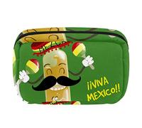 Bolsa de cosméticos con cremallera, bolsa de maquillaje, bolsa de viaje impermeable para mujer, lindo y divertido patrón de tequila mexicano de dibujos animados, Varios colores,
