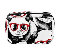 Bolsa de cosméticos con cremallera, bolsa de maquillaje, bolsa de viaje impermeable para mujer, panda, negro y blanco, Varios colores, 17.5x7x10.5cm/6.9x4.1x2.8in