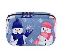 Bolsa de cosméticos con cremallera, bolsa de maquillaje, bolsa de viaje impermeable para mujeres, lindos muñecos de nieve de Navidad Let It Snow, Varios colores, 17.5x7x10.5cm/6.9x4.1x2.8in