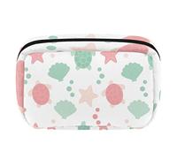 Bolsa de cosméticos con cremallera, bolsa de maquillaje de viaje, impermeable, para mujer, rosa, estrella de mar, concha, tortuga, verde, Varios colores, 17.5x7x10.5cm/6.9x4.1x2.8in
