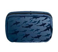 Bolsa de cosméticos con cremallera, bolsa de maquillaje impermeable para mujer, silueta de tiburón desde abajo, Varios colores, 17.5x7x10.5cm/6.9x4.1x2.8in