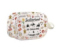 Bolsa de cosméticos con cremallera para amantes de Suiza con texto en inglés "Switzerland is Calling and I Must Go Europe Trip, Suiza Mb Reino Unido, 0 unidades