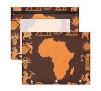 Bolsa de cosméticos con cremalleras suaves, carpeta de plástico para carpetas de 3 anillas, paquete de 2 unidades, para estudiantes, estudiantes, profesores, suministros retro, continente africano