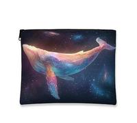Bolsa de cosméticos con diseño de ballena, bolsa de viaje con estampado de galaxia colorida para mujer, organizador portátil de lona con cremallera, ideal para aventuras de verano, Varios colores, 7x9