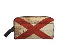 Bolsa de cosméticos con diseño de bandera del estado de Alabama en grano de madera vieja, bolsa de cosméticos de gran capacidad para mujeres, bolsa de aseo para hombres, bolsa de aseo de viaje, White,