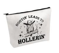 Bolsa de cosméticos con diseño de búho occidental Hootin' Leads to Hollerin', bolsa de maquillaje, regalo para amantes del búho, A Hollerin B