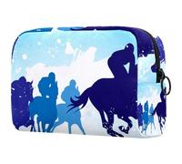 Bolsa de cosméticos con diseño de caballos y jinetes para mujer, neceser de viaje, bolsa organizadora de maquillaje grande con cremallera, multicolor, 18.5x7.5x13cm/7.3x3x5.1in, Neceser