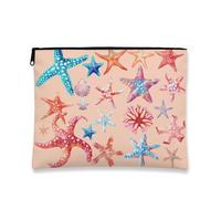 Bolsa de cosméticos con diseño de estrella de mar del océano, bolsa de viaje colorida para mujer, organizador portátil de lona con cremallera, regalo de playa, estuche de aseo para el cuidado de la