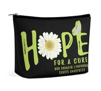 Bolsa de cosméticos con diseño de flores para el cáncer de linfoma no Hodgkin, con la esperanza de una cura, bolsa de maquillaje portátil de viaje, bolsa de artículos de tocador de gran capacidad, bol