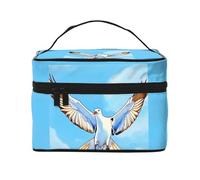 Bolsa de cosméticos con diseño de gaviotas en vuelo. Bolsa de cosméticos estampada para mujer de moda, organizador de artículos de aseo grande para viajes
