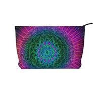 Bolsa de cosméticos con diseño de mandala, portátil, de gran capacidad, de pana, con cremallera, bolsa de viaje, Patrones geométricos complejos, Talla única