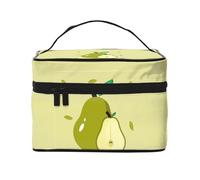 Bolsa de cosméticos con diseño de pera de dibujos animados. Bolsa de cosméticos estampada para mujer, organizador de artículos de aseo grande para viajes