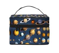 Bolsa de cosméticos con diseño de planetas del sistema solar. Bolsa de cosméticos estampada para mujer, organizador grande de artículos de tocador para viajes