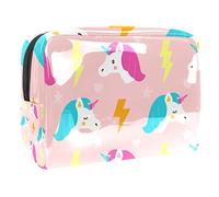 Bolsa de cosméticos con diseño de rayo de unicornio rosa para mujer, bolsas de aseo de viaje, bolsa grande de PVC para maquillaje, práctica bolsa organizadora con cremallera, multicolor,