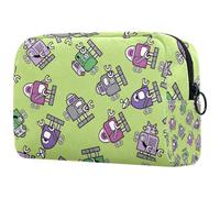 Bolsa de cosméticos con diseño de robot divertido para mujer, neceser de viaje, bolsa organizadora grande con cremallera, multicolor, 18.5x7.5x13cm/7.3x3x5.1in, Neceser