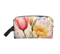 Bolsa de cosméticos con diseño de tulipán de Primavera para Mujer, Bolsa de Maquillaje con diseño de Margaritas, Bolsa organizadora de tocador portátil, Accesorios de Viaje, Regalo