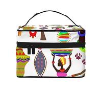 Bolsa de cosméticos con diseño gráfico africano, bolsa de maquillaje, bolsas de cosméticos de viaje para mujer, bolsas de aseo, África Ética Africana Mujeres, Talla única