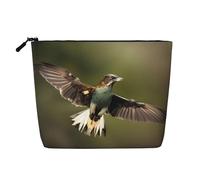 Bolsa de cosméticos con estampado de caza voladora salvaje para mujer, bolsa de maquillaje de lino sintético de gran capacidad, perfecta para viajes y uso diario, Black, Talla única