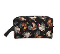 Bolsa de cosméticos con estampado de gallos franceses para mujer, bolsa de aseo para hombre, bolsa de aseo de viaje, White, Talla única