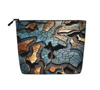 Bolsa de cosméticos con estampado de rompecabezas para mujer, bolsa de maquillaje de lino sintético de gran capacidad, perfecta para viajes y uso diario, Black, Talla única