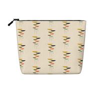 Bolsa de cosméticos con estampado moderno de mediados de siglo, bolsa de cosméticos de cáñamo falso, organizador grande para artículos de aseo de viaje, resistente al agua