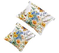 Bolsa de cosméticos con fondo floral de acuarela de verano, impermeable, sin cremallera, cierre automático, mini estuche portátil de viaje para auriculares y joyas, multicolor 05, 7,1 x 5,8,