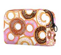 Bolsa de cosméticos con forma de dona con granos de glaseado para mujer, neceser de viaje, bolsa organizadora de maquillaje grande con cremallera, multicolor, 18.5x7.5x13cm/7.3x3x5.1in, Neceser