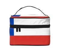 Bolsa de cosméticos con la bandera de Chile. Bolsa de cosméticos estampada para mujer, organizador grande de artículos de tocador para viajes