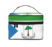 Bolsa de cosméticos con la bandera de Guinea Ecuatorial. Bolsa de cosméticos estampada para mujer de moda, organizador grande de artículos de aseo para viajes