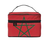 Bolsa de cosméticos con la bandera de Marruecos. Bolsa de cosméticos estampada para mujer, organizador grande de artículos de aseo para viajes