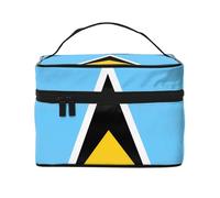 Bolsa de cosméticos con la bandera de Santa Lucía. Bolsa de cosméticos estampada para mujer de moda, organizador de artículos de aseo grande para viajes