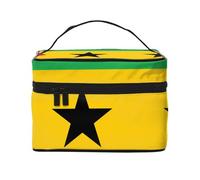 Bolsa de cosméticos con la bandera de Santo Tomé y Príncipe. Bolsa de cosméticos estampada para mujer de moda, organizador grande de artículos de aseo para viajes