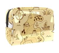 Bolsa de cosméticos con mapa del tesoro pirata dibujado a mano para mujer, bolsas de aseo de viaje, bolsa grande de PVC para maquillaje, práctica bolsa organizadora con cremallera, multicolor,